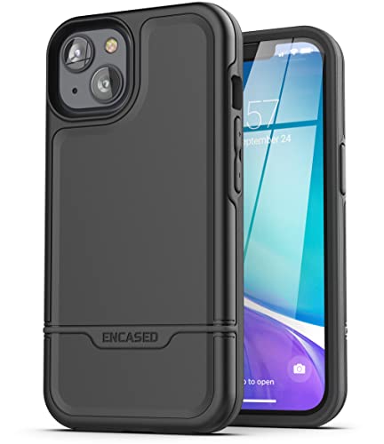 ENCASED Shockproof Case Compatible with iPhone 14 - Ultra Protective Heavy Duty Phone Cover, Rebel Series (Black) - color: Black, size: iPhone 14