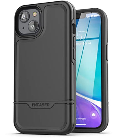 ENCASED Shockproof Case Compatible with iPhone 14 - Ultra Protective Heavy Duty Phone Cover, Rebel Series (Black) - color: Black, size: iPhone 14