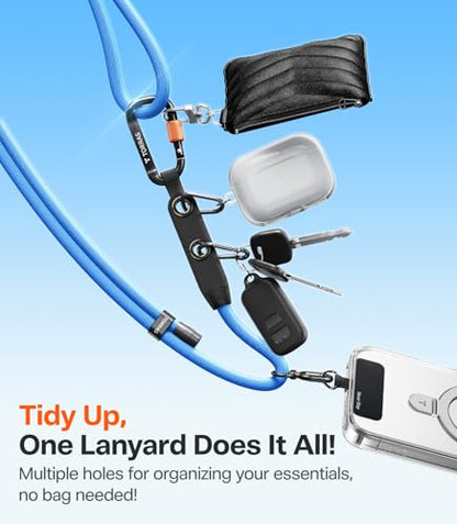 TORRAS Phone Lanyard Crossbody w/Hanging Loops, 2 Phone Tether Tabs, Blue - color: 3-blue
