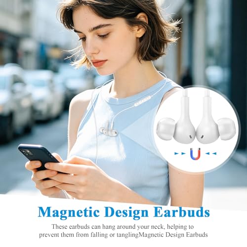 ACANDYA MFi-Certified Lighting Earbuds for iPhone 14 13 12 11 Pro Max White - color: White