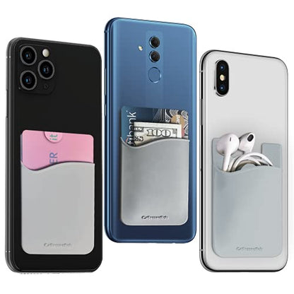 USA Merchant - Cellessentials Redesigned Card Holder - Silicone Stick on Cell Phone Wallet with Pocket for Credit Card ID Business Card - iPhone Android & Smartphones (Grey) - color: Grey