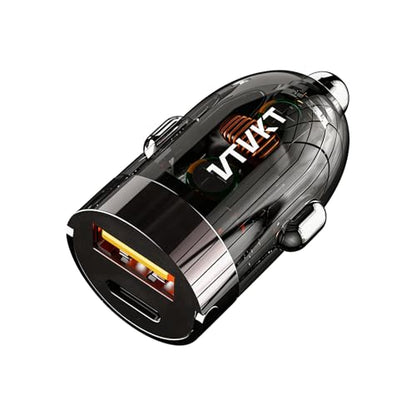 VTVKT Car Charger USB C Fast Charge, Fast Charging Car Charger, Mini Metal Dual Port Cigarette Lighter Adapter for iPhone 17/16/15 Series, iPad, AirPods, Google Pixel, and More
