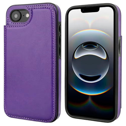 ONETOP for iPhone 17e/16e Wallet Case with Credit Card Holder,Purple | Kickstand,ID/Cash Holder,Case Wallet with Card Slots,Double Magnetic Clasp,Durable PU Leather Shockproof Cover for Women Men - color: Purple