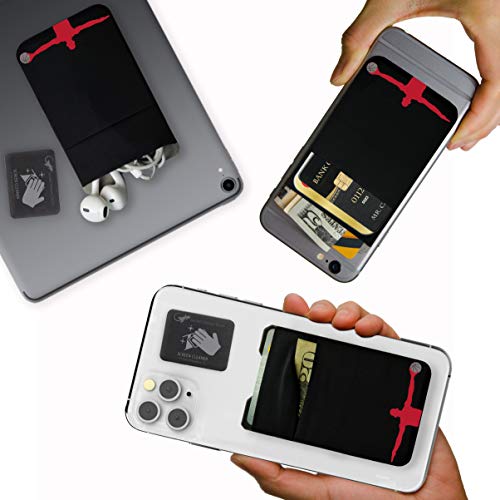 Gecko Travel Tech Double Pocket - Adhesive Card Holder - Cell Phone Pouch - Stick on Spandex Pocket - Carry Credit Cards and Cash (Basketball) - color: BASKETBALL
