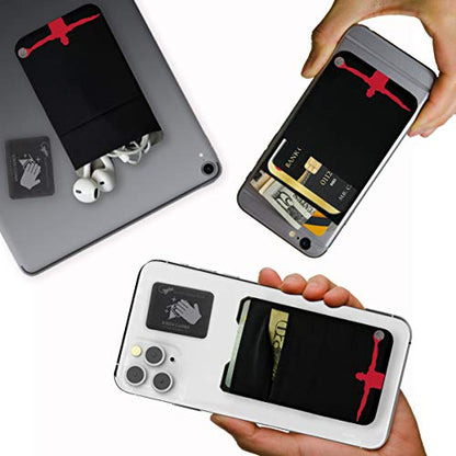 Gecko Travel Tech Double Pocket - Adhesive Card Holder - Cell Phone Pouch - Stick on Spandex Pocket - Carry Credit Cards and Cash (Basketball) - color: BASKETBALL