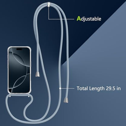 Magnetic Case for iPhone 16 Pro Max 6.9" Clear Crossbody Case with Adjustable Shoulder Neck Lanyard Strap,Compatible with Magsafe,Soft Slim Bumper Shockproof Protective Phone Cover-Blue - color: Blue, size: iPhone 16 Pro Max