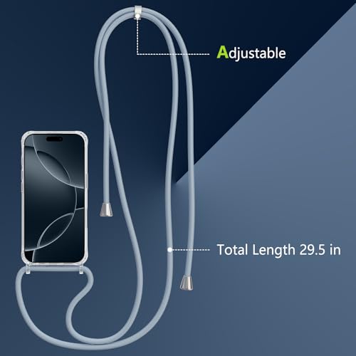 Magnetic Case for iPhone 16 Pro Max 6.9" Clear Crossbody Case with Adjustable Shoulder Neck Lanyard Strap,Compatible with Magsafe,Soft Slim Bumper Shockproof Protective Phone Cover-Blue - color: Blue, size: iPhone 16 Pro Max