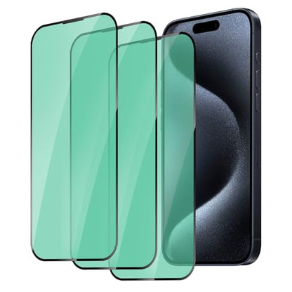 3 Pack Anti-Blue Light Screen Protector for iPhone 15 Pro - size: iPhone 15 Pro