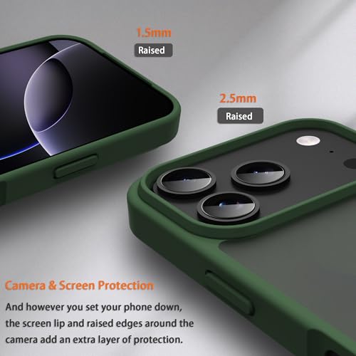 for iPhone 17 pro Case Translucent Matte Phone Cover, [10 FT Military Grade Drop Protection] Slim Durable Shockproof Protective Bumper (Green, iPhone 17 pro) - color: Green, size: iPhone 17 pro