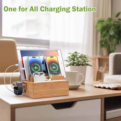Pezin & Hulin Bamboo Charging Station with Watch Holder, Charger & Cables - color: #1 (With Charger)