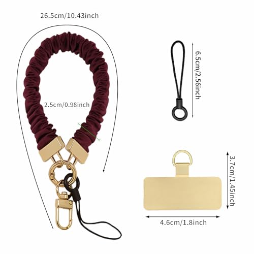 Long Pond Designer Cell Phone Wrist Strap, Anti-Lost Lanyard Wristlet Charm for iPhone 17 Pro Max&Most Cellphones, Detachable Bracelet - style: Classic Elastic Bracelet - Black