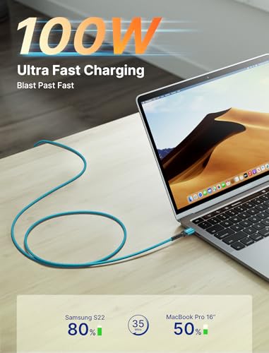 JSAUX USB C to USB C Cable, 3-Pack 10ft/6.6ft/3.3ft, 5A Fast Charging,Green - color: Green, size: 10 ft+6.6 ft+3.3 ft
