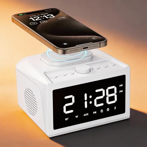 Multifunctional Wireless Charger, Wireless Charging Station with Time and Alarm Clock, Charging Dock with Bluetooth Speaker, 15W Wireless Fast Charging, All-in-One Charging Base,S31 White. - color: Multifunctional Alarm Clock S31 White
