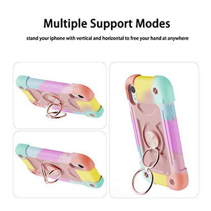 MARKILL Compatible with iPhone XR Case 6.1 Inch with Ring Stand, Heavy-Duty Military Grade Shockproof Phone Cover for iPhone XR 6.1. - color: Rainbow Pink, size: iPhone XR 6.1"