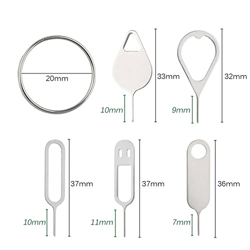5 Piece Universal Sim Card Tray Removal Eject Pin Key Tool Stainless Steel Needle Opener Ejector for Mobile Phone Smartphone (Smile type)