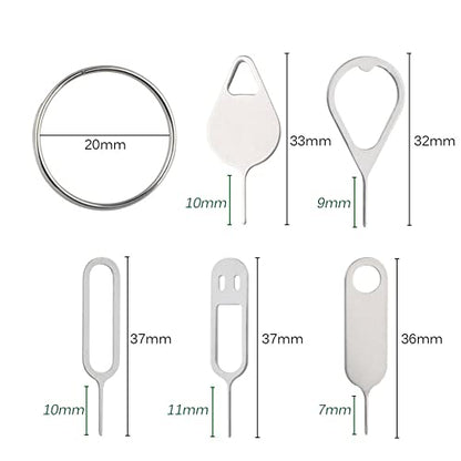 5 Piece Universal Sim Card Tray Removal Eject Pin Key Tool Stainless Steel Needle Opener Ejector for Mobile Phone Smartphone (Smile type)