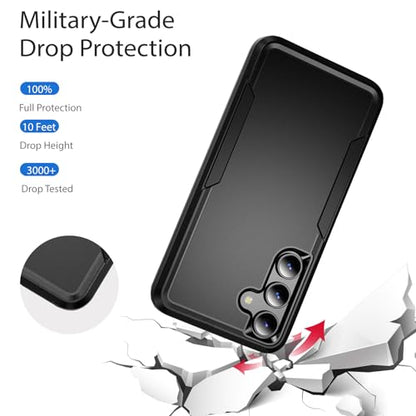 Designed for Samsung Galaxy A15 Case, Black Dual Layer, Heavy Duty Shockproof Tough Rugged Protective Cover for Galaxy A15 5G 6.5-inch, Black - size: for Samsung Galaxy A15