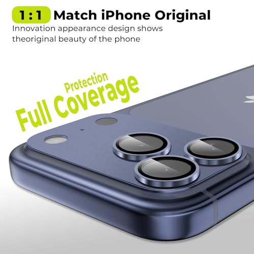 2-Pack for iPhone 17 Pro Max Camera Lens Protector - [Not Easy to Break] [Strong Adsorption] [Case-Friendly] Metal Aluminum Alloy Tempered Glass Rear Camera Screen Protector - Deep Blue - size: 17 Pro Max Blue