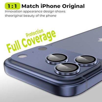 2-Pack for iPhone 17 Pro Max Camera Lens Protector - [Not Easy to Break] [Strong Adsorption] [Case-Friendly] Metal Aluminum Alloy Tempered Glass Rear Camera Screen Protector - Deep Blue - size: 17 Pro Max Blue