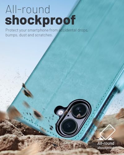 OCASE for iPhone 17 Wallet Case, Card Holder, Ice Blue | RFID Blocking, Kickstand, Magnetic Closure, PU Leather Flip Folio, Shockproof TPU Shell, Protective Phone Cover (6.3") 2025 - color: Ice Blue