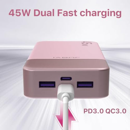 JUOVI Portable Charger 45W 20000mAh Fasting Charging Power Bank - color: Pink