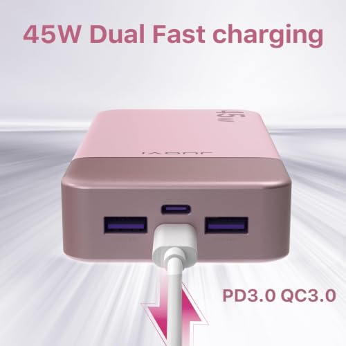JUOVI Portable Charger 45W 20000mAh Fasting Charging Power Bank - color: Pink