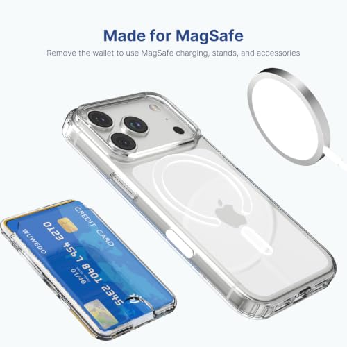 for iPhone 17 Clear Case and Detachable Magnetic Card Holder, Anti-Yellowing, Camera Control Button, 3-Card Wallet, Compatible with MagSafe, Shockproof Protection, Crystal Clear