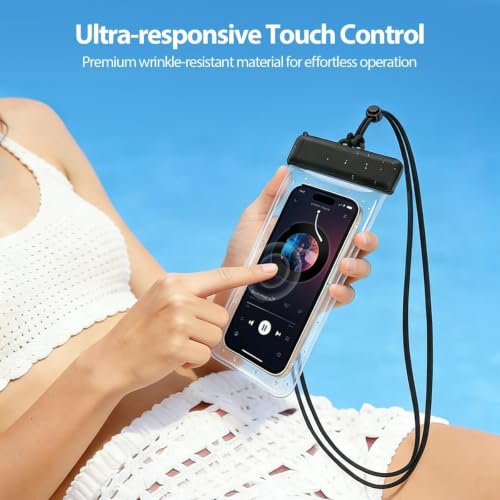 Waterproof Phone Pouch IPX8, Fits 7.2″, Compatible for iPhone, 2 Pcs | IPX8 Waterproof, Side Snap Closure, Dual-Layer Seal, For Swimming, For Diving, Vacation Essential, 2 Pcs