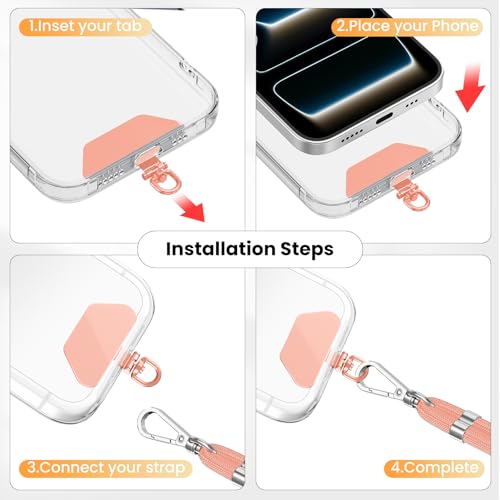 COCASES 360° Rotation Phone Tether Tab, Rose Gold, 3 Pack - color: Rose Gold*3