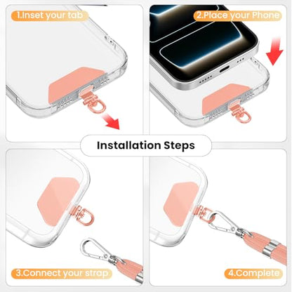 COCASES 360° Rotation Phone Tether Tab, Rose Gold, 3 Pack - color: Rose Gold*3