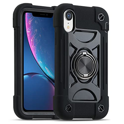 MARKILL Compatible with iPhone XR Case 6.1 Inch with Ring Stand, Heavy-Duty Military Grade Shockproof Phone Cover for iPhone XR 6.1. Black - color: Black, size: iPhone XR 6.1"