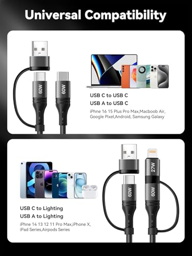 60W Coiled USB C Cable,iPhone Charger Cable for Car [MFi Certified] 2Pack
