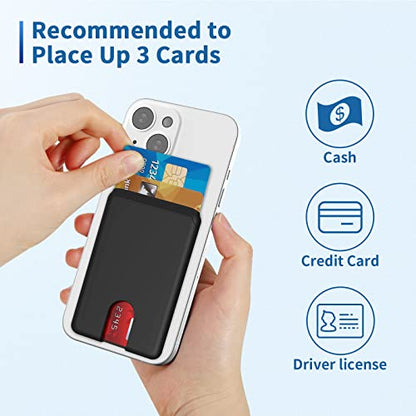 Senose Phone Card Holder, Silicone Anti Slip Out Phone Wallet Stick On - color: Black*3