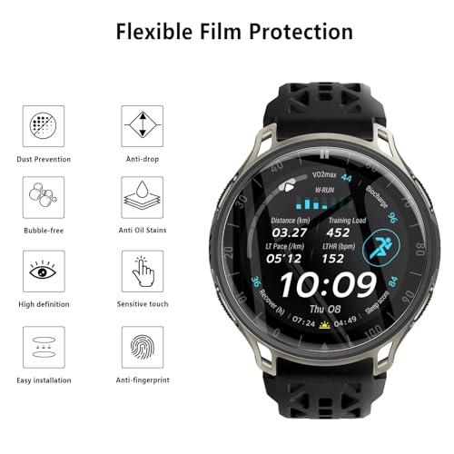 6-Pack for Amazfit Cheetah 2 Pro Screen Protector, Soft Flexible TPU Ultra-Thin Self-Healing Bubble-Free Protective Film for Amazfit Cheetah 2 Pro, HD Clear Case-Friendly - size: Amazfit Cheetah 2 Pro