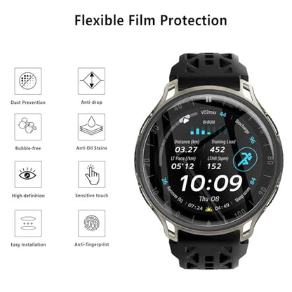 6-Pack for Amazfit Cheetah 2 Pro Screen Protector, Soft Flexible TPU Ultra-Thin Self-Healing Bubble-Free Protective Film for Amazfit Cheetah 2 Pro, HD Clear Case-Friendly - size: Amazfit Cheetah 2 Pro