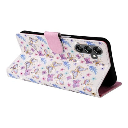UEEBAI Wallet Case for Samsung Galaxy A15 4G/5G, PU Leather Phone Cover Kickstand RFID Blocking Flip Case Card Slots Wrist Strap Relief Engraved Pattern Magnetic Closure Folio Cover - Butterfly - color: Butterfly, size: Samsung Galaxy A15 4G/5G