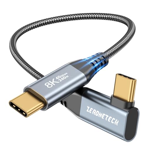 ZeroneTeck 6 inch USB C for Thunderbolt 4 Cable 0.5FT, [Durable] 40Gbps High Speed Data Transfer Short, Right Angle USB 4 Cord 240W PD Charging, 8K@60Hz Video Output 90 Degree for iPhone 17,MacBook - size: 0.5FT, style: Right Angle