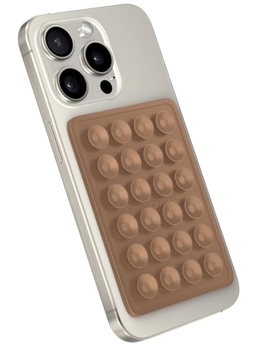 StickyGrippy Suction Phone Case Mount, Sillicon Adhesive Phone Accessory for iPhone and Android, Hands-Free Fidget Toy Mirror Shower Phone Holder, Tiktok Videos and Selfies (Chocolate) - color: Chocolate
