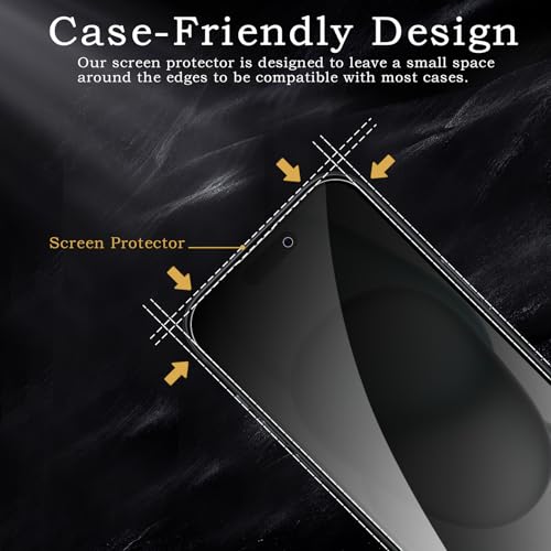 [2+2 Pack] Privacy Screen Protector for iPhone 15, Anti-Spy Shatterproof Tempered Glass with Camera Lens Tempered Glass 9H Hardness Bubble Free Anti-Glare Case Friendly