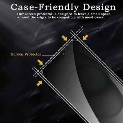 [2+2 Pack] Privacy Screen Protector for iPhone 15, Anti-Spy Shatterproof Tempered Glass with Camera Lens Tempered Glass 9H Hardness Bubble Free Anti-Glare Case Friendly