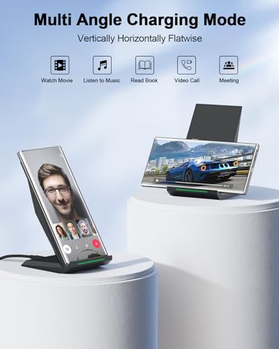 Fast Wireless Charger, [2 Pack] NANAMI Wireless Charging Stand Compatible with iPhone 18 Pro/18 Pro Max/17/17 Air/17 Pro/16/15/14, Desktop Nightstand Phone Charger Dock for Galaxy S26/S26+/S25/S24/S23 - color: Black/Black