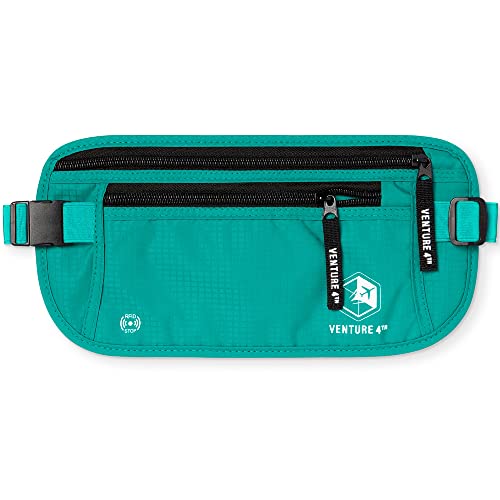 VENTURE 4TH Travel Money Belt, RFID Blocking Passport Holder - Turquoise - color: Turquoise