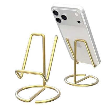 Metal Cell Phone Stand for Desk, Cute One-Piece Phone Holder, Stable Desktop Display Dock for iPhone, iPad, Samsung, Tablets & All Mobile Phones, Gold - color: Gold
