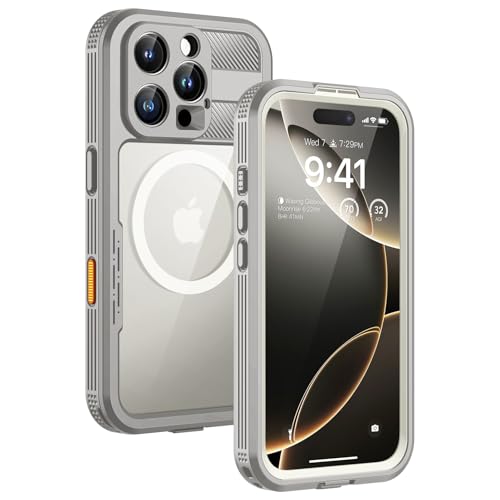 Lanhiem Magnetic for iPhone 16 Pro Case, IP68 Waterproof Dustproof Case, [Compatible with Magsafe] [Built-in Screen Protector] Full Body Heavy Duty Rugged Phone Cover 6.3 inch, Natural - color: Natural Titanium, size: for iPhone 16 Pro
