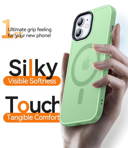 CANSHN Magnetic for iPhone 12 Case/iPhone 12 Pro Case, Light Green | Translucent Matte, Compatible with MagSafe, Heavy Duty Protection, Scratch Resistant, Slim Fit, Pocket Friendly - color: Matte Magnetic & Light Green