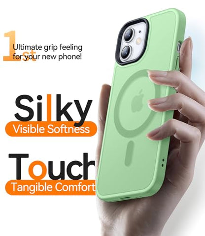 CANSHN Magnetic for iPhone 12 Case/iPhone 12 Pro Case, Light Green | Translucent Matte, Compatible with MagSafe, Heavy Duty Protection, Scratch Resistant, Slim Fit, Pocket Friendly - color: Matte Magnetic & Light Green