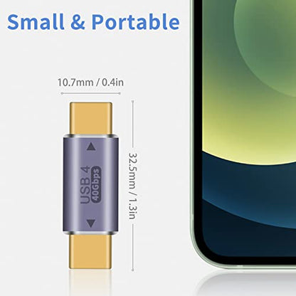 Duttek USB C to USB C Adapter 40Gpbs, 8k@60HZ and 100W Fast Charging, Type C Male to Male Adapter Compatible with Thunderbolt 3/4 MacBook Pro/Air, Laptop, Phones and More Type C Devices (2 Pack) - style: 40G USB C Male to Male Adapter
