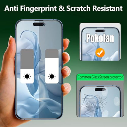 Pokolan Privacy Screen Protector for iPhone 15 Privacy Tempered Glass Film - size: iPhone 15