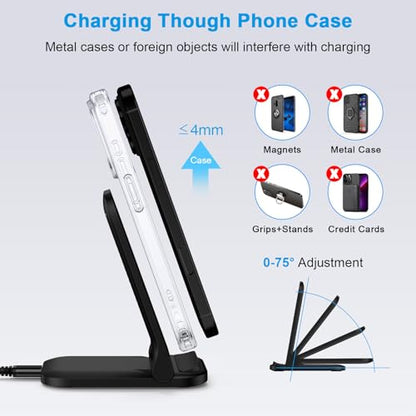 Foldable Wireless Charger Stand Fast Charging for Samsung Galaxy S26 Ultra - color: Black