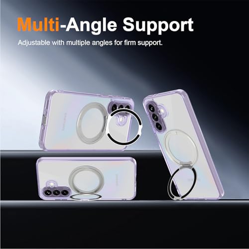 Case for Samsung Galaxy A37 5G Phone 2026 | Rotating Stand | Non-Yellowing Transparent Clear | Wireless Charging | Shockproof Protection (Purple) - color: Purple, size: A37